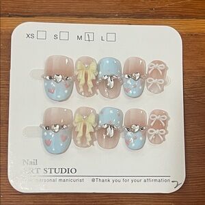 Kids Nail Set - Blue and Pink Size M